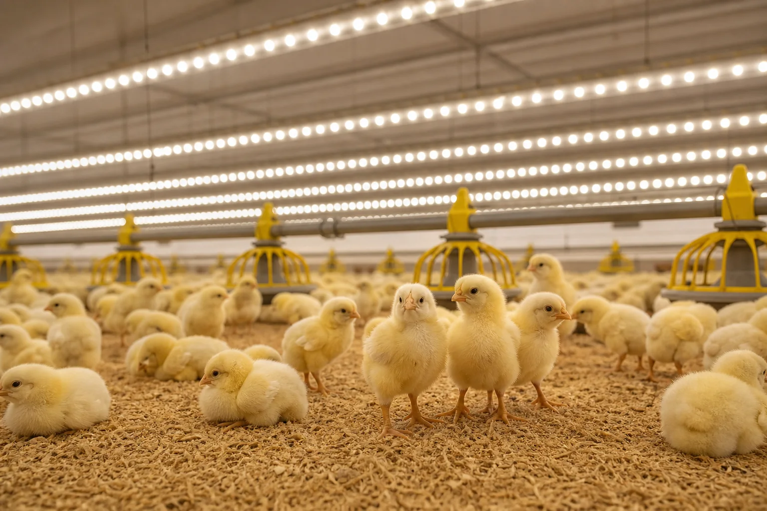 Optimale Masthähnchen-Aufzucht durch LED-Beleuchtung im Hühnerstall